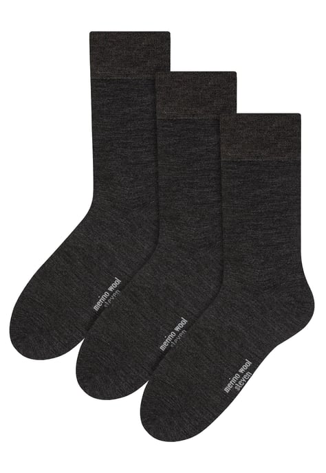 Steven - 3 Pairs Multipack Mens Original Merino Wool Socks - Charcoal - Image 1