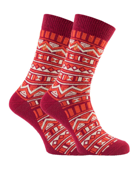 Farah - 2 Pairs Mens Funky Vintage Patterned Colourful Thick Cotton Crew Socks - FVS008SUN - Image 1