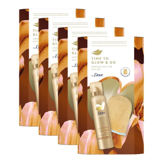 Dove Time to Glow&Go Gradual Self-Tan Mousse Gift Set for Her with Mitt, 4pk