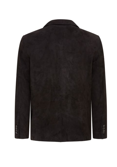 Mens Black Slim Goat Suede Italian Blazer Jacket-Somero