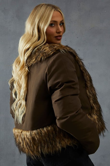 Faux Fur Trim Puffer Coat