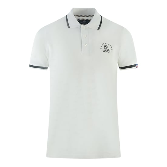 Aquascutum Embossed A Tipped White Polo Shirt - Image 1