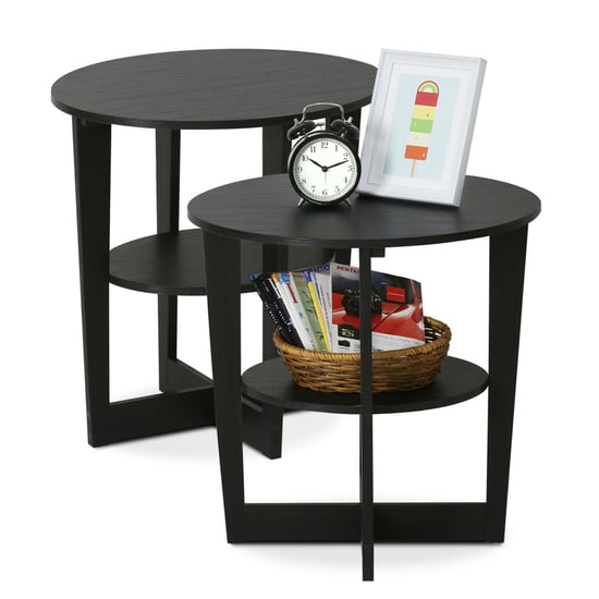Furinno JAYA Oval End Table, Set of Two, Walnut