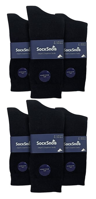12 par multipack herrstrumpor i bomull med färgglada ränder | Sock Snob | mönstrade business- och casualstrumpor - svart - Image 2
