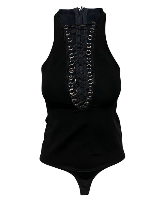Givenchy Lace-Up Bodysuit in Black Viscose - Image 1