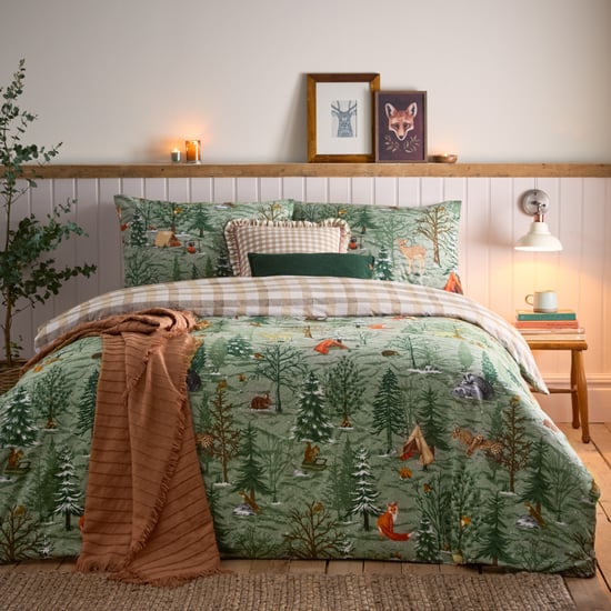 Lodge Wood 100% Brushed Cotton Duvet Cover Set - Image 1
