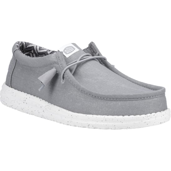 HEYDUDE Wally Canvas 100% Cotton Men's Light Grey Boat Shoes - Image 1