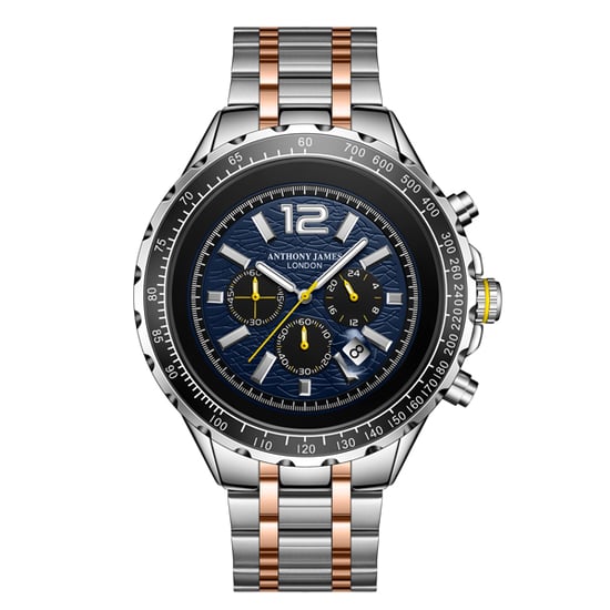 Hand Assembled Anthony James Limited Edition Chronograph Racer Blue Watch
