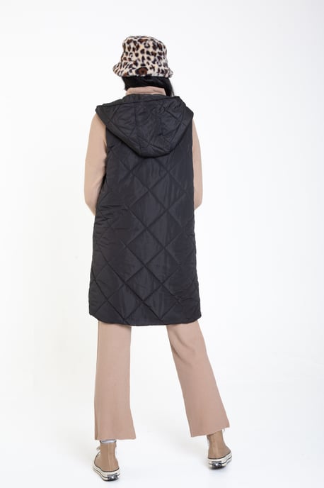 Longline Padded Gilet with Hood