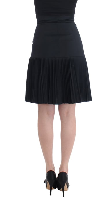 Cavalli Black Pleated Laced Skirt