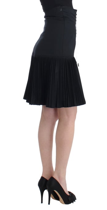 Cavalli Black Pleated Laced Skirt