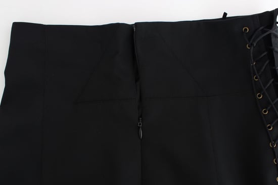 Cavalli Black Pleated Laced Skirt