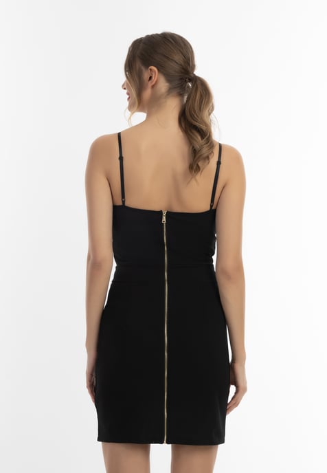 faina mini dress with pearl necklace details