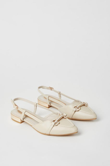 Belinda Pointed Snaffle Detail Slingback Flat Shoes