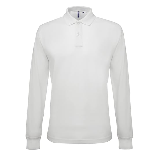 Asquith & Fox Mens Classic Fit Long Sleeved Polo Shirt (White) - Image 1
