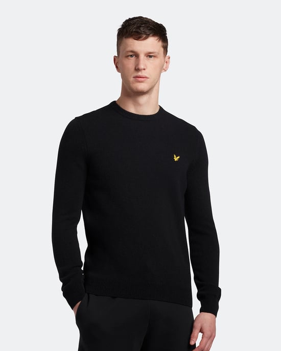 Lyle & Scott Crew Neck Lambswool Jumper in Black - Image 1
