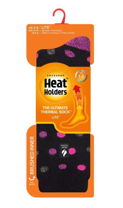 Heat Holders Lite - Womens Insulated Thermal Socks | Multiple Designs Including Argyle Stripes Hearts Stars | Warm Socks for Winter - Black/ Berry (Malaga) - Image 2