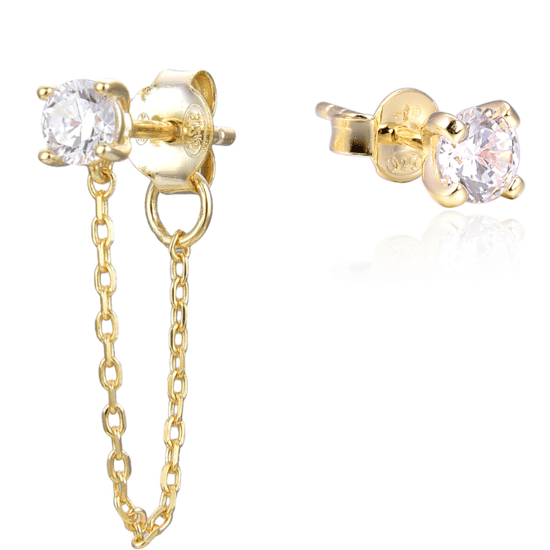 Gena.paris 'Stone' Dames 925 Zilveren Stud Oorbellen - Goud GBO1531-Y - Image 1