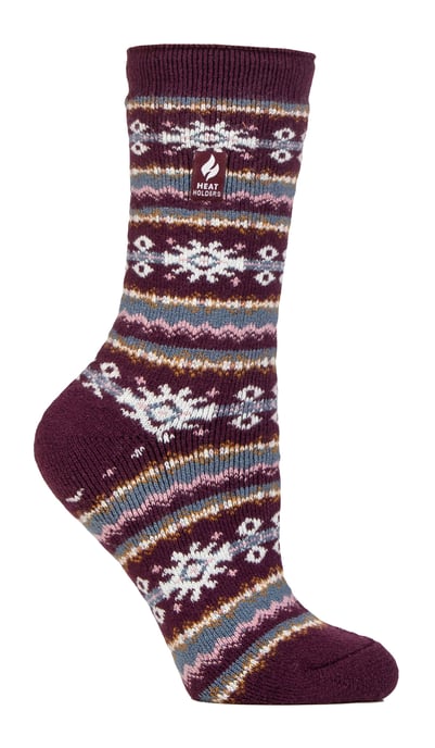 Dames Nordic Sokken | Heat Holders Lite | Lichte Thermische Winter Sokken voor Vrouwen - Cabernet/Roze - Image 1