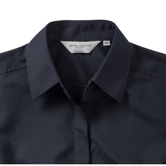 Russell Collectie Dames 3/4 Mouwen Poly-Katoen Easy Care Gevochten Poplin Shirt (Franse marine) - Image 4