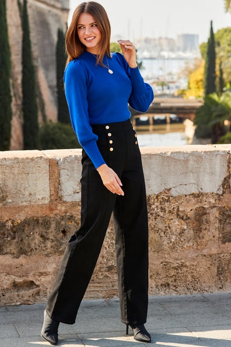 Cobalt Blue Gathered Sleeve Jumper