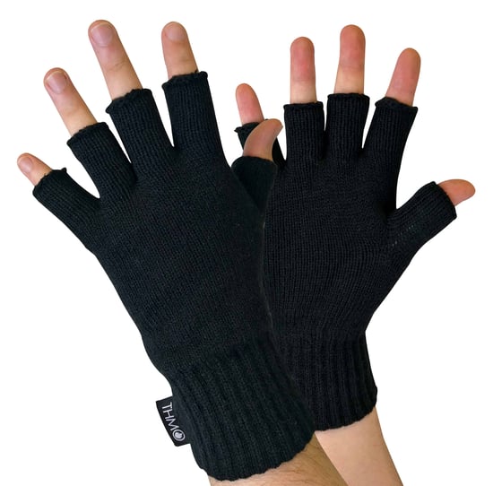 THMO - Svarta 3M Thinsulate-isoleringsfodrade fingerlösa handskar för herrar - Image 1