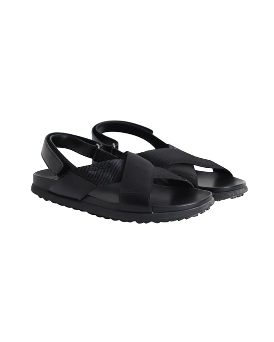 Prada Logo Band Kruis Sandalen in Zwart Leer - Image 3