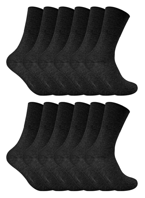 12-pack icke elastiska termiska diabetessockor för damer | Sock Snob | Damstrumpor med mjuk topp för dålig cirkulation - Svart - Image 1