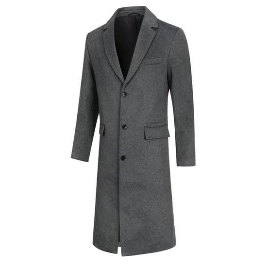 Knälång vinterullrock för män Slim Fit Turn-Down Collar Business Coats Grå - Image 2