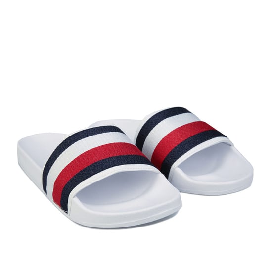 Women's Tommy Hilfiger Signature Shimmer Pool Slide Sandals in White