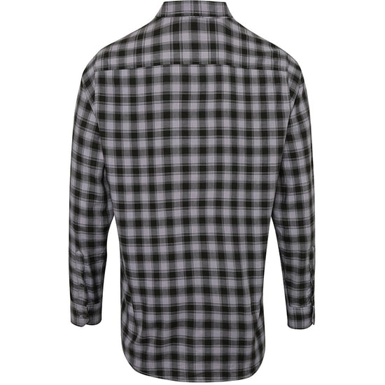 Premier Mens Mulligan Check Long Sleeve Shirt (Steel/Black)