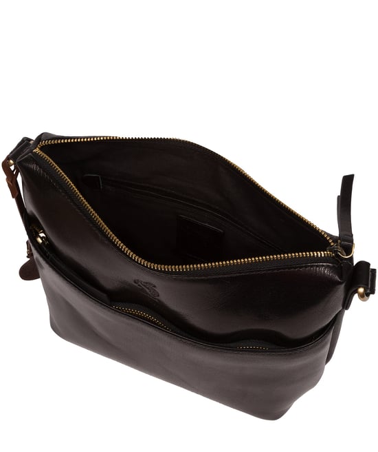'Merrill' Black Leather Cross Body Bag
