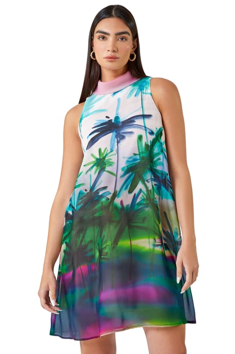 LIMITED Tropical High Neck Shift Dress - Image 1