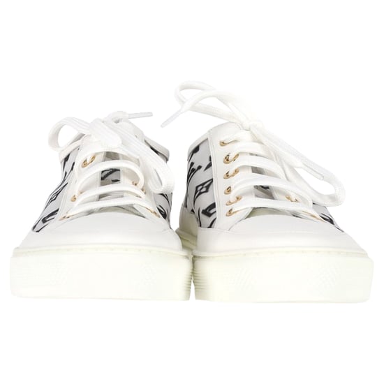 Louis Vuitton Monogram Mesh Accent Low-Top Sneakers in White Leather - Image 2