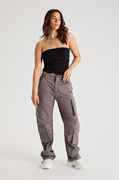 Black Ruched Bandeau Top