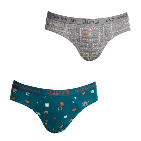 Pack of 2 LPG2018 boys' breathable fabric briefs with anatomical front