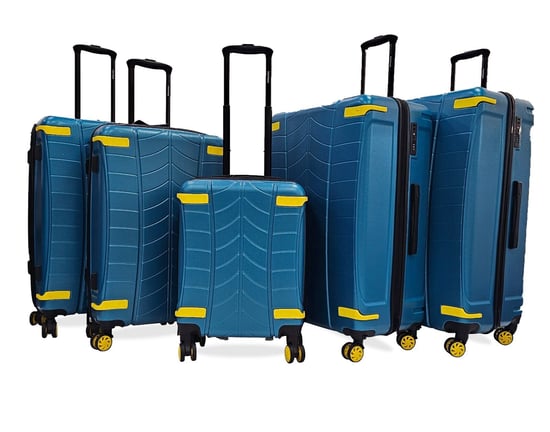 Hard Shell Blue Cabin Suitcase 4 Wheel Luggage Travel Bag