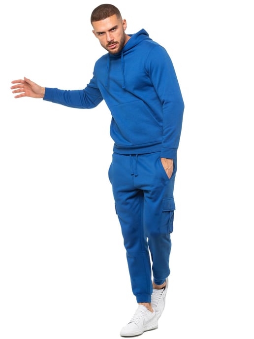 Enzo | Mens Pullover Hoodie Tracksuit Set - Blue - Image 4