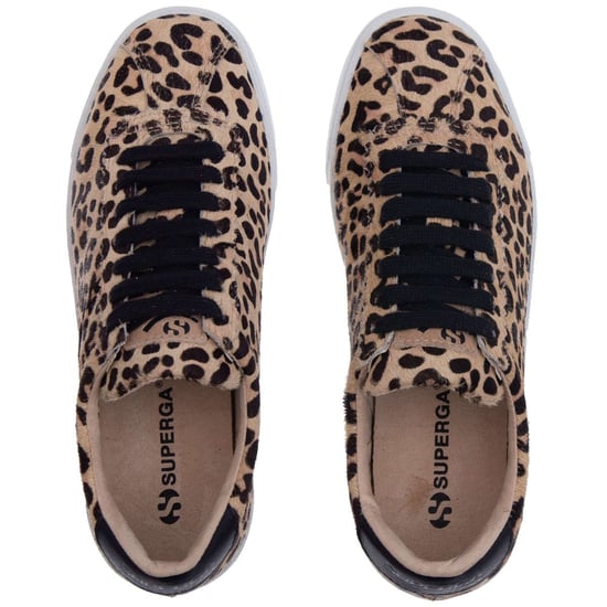 Superga Womens/Ladies 2843 Club S Leopard Print Cowhide Leather Trainers (Beige) - Image 3