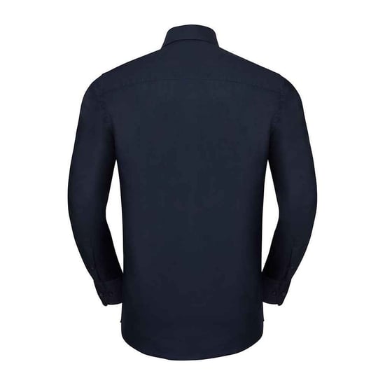 Russell Collection Mens Oxford Tailored Long-Sleeved Formal Shirt (Bright Navy) - Image 2