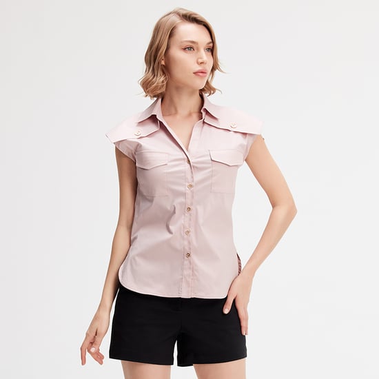 Mouwloos shirt met flappen op schouders - Image 1