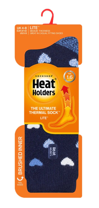 Heat Holders Lite - Womens Insulated Thermal Socks | Multiple Designs Including Argyle Stripes Hearts Stars | Warm Socks for Winter - Navy Heart (Jasmine) - Image 2