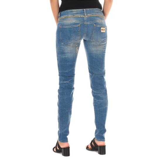 Long Denim Pants worn and torn effect 10DB50128 woman - Image 3
