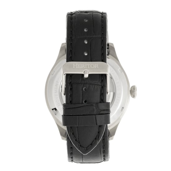 Heritor Automatic Gregory Semi-Skeleton Leather-Band Watch