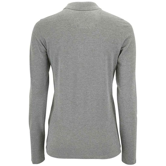 SOLS Dames/Dames Perfect Melange Pique Poloshirt met Lange Mouwen (Grijze Melange) - Image 2