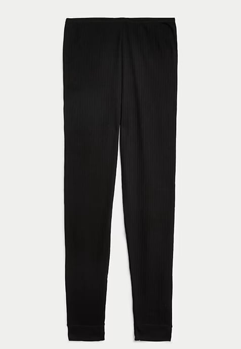 M & S Womens 2 Pack Thermal Pointelle Leggings In Black - Image 3