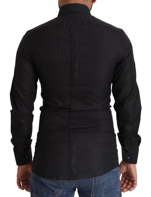 Dolce & Gabbana Black GOLD Bomull Slim Klänning Formell Herrskjorta - Image 3