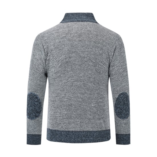 Men's Cardigan with Zip Stand-Up Collar Cardigan Chunky Knit Lined Jumper for Winter Light Gray
