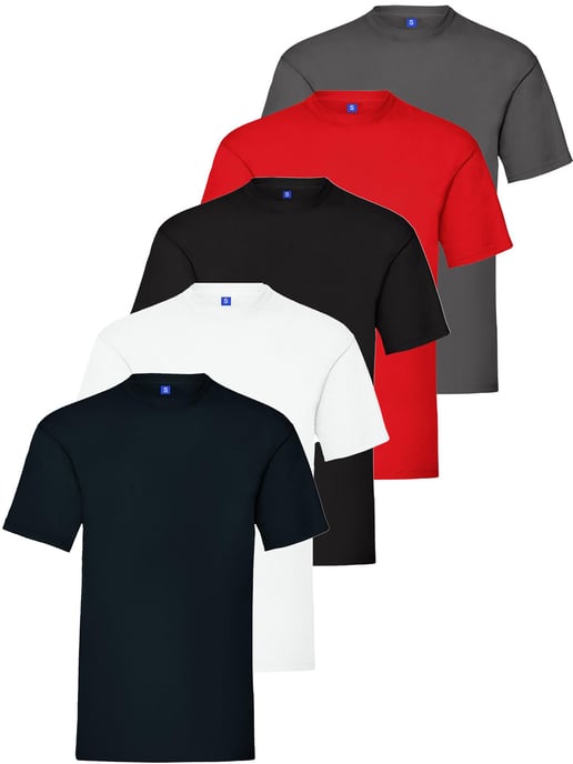 Kruze | Mens Crew Neck T-Shirts (5 Pack) - BLK/NVY/WHT/CHAR/RED - Image 1