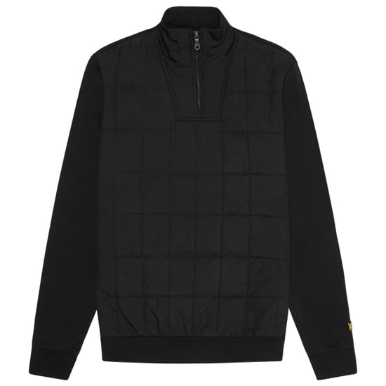 Lyle & Scott hybride gewatteerde 1/4 rits sweatshirt - Jet Black - Image 1